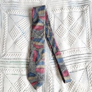 Vintage Christian Dior Monsieur blue and pink silk tie